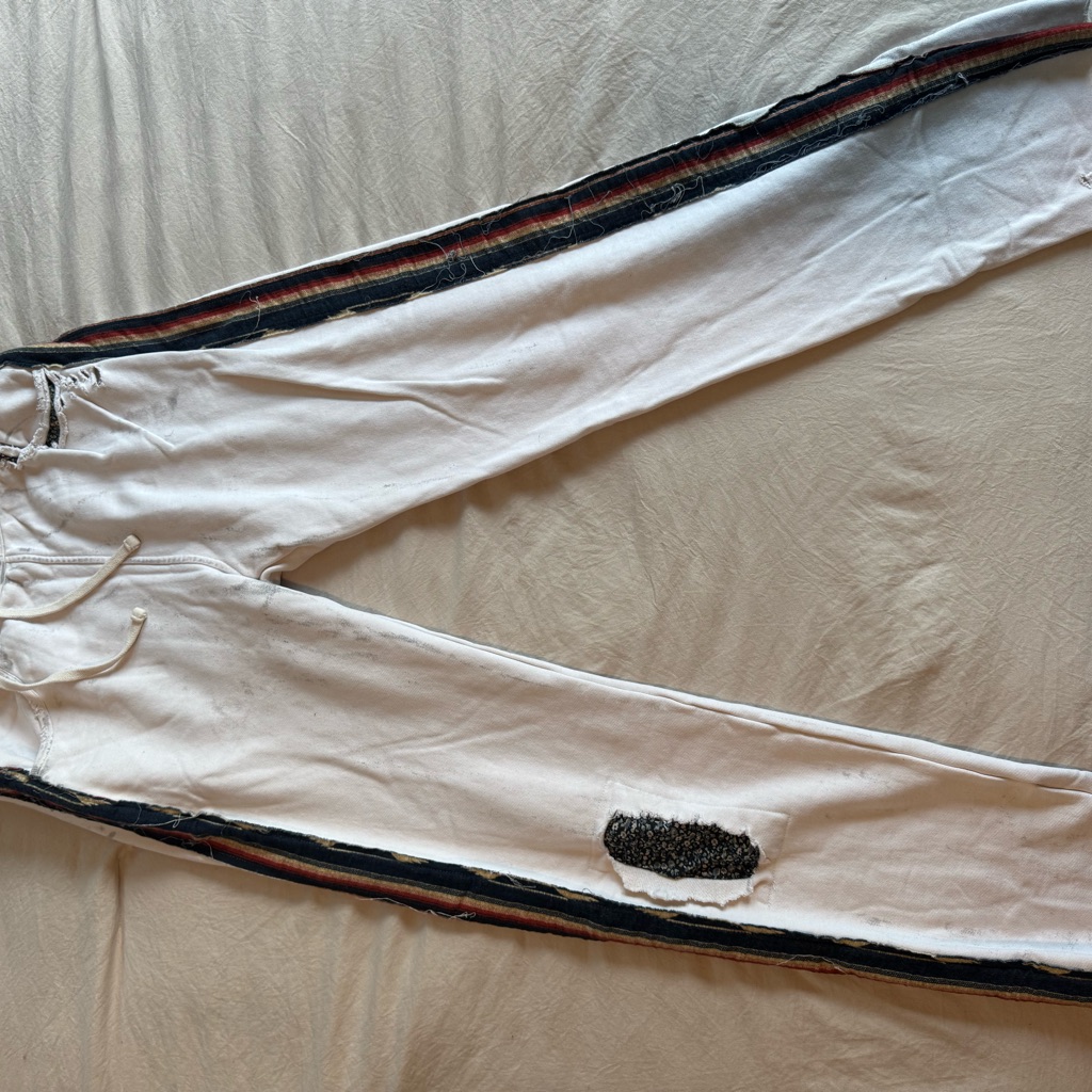 White Track Pants With Black Accents